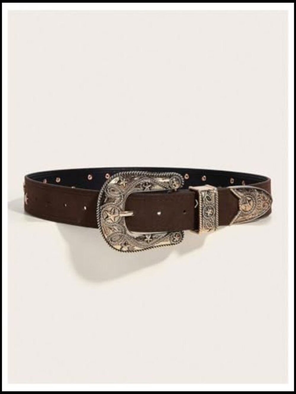 Western Faux Leather Belt Boho Vintage Snap Closure Concho Rodeo Cowgirl - Picture 4 of 4